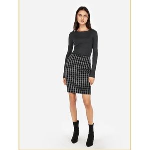 Black windowpane pencil skirt